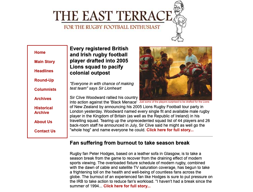 THE FIRST EVER EAST TERRACE FRONT PAGE (2004)